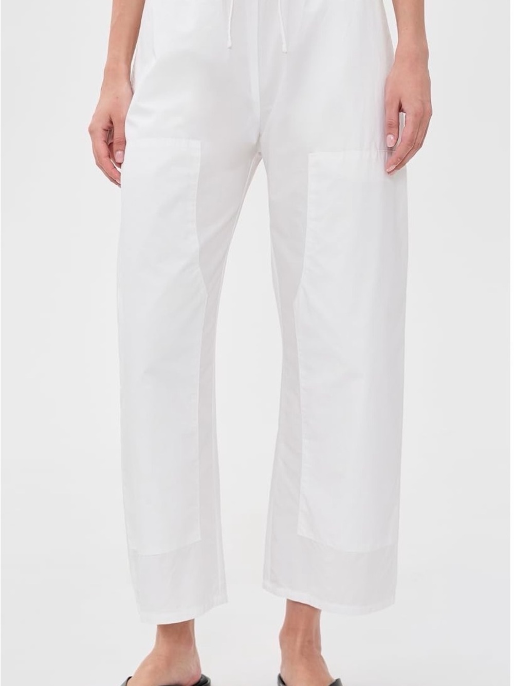 LESET White Wide-Leg Patch-Pocket Pants